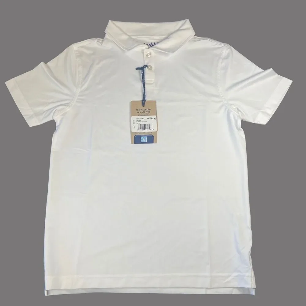 Chubbies Youth XS Lightweight Vanna Performance White Polo NEW School Summer